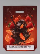 Пакет подарочный Клубника в шоколаде  40 х 31 см 60 мкм (комплект 50 шт) - фото 68182974