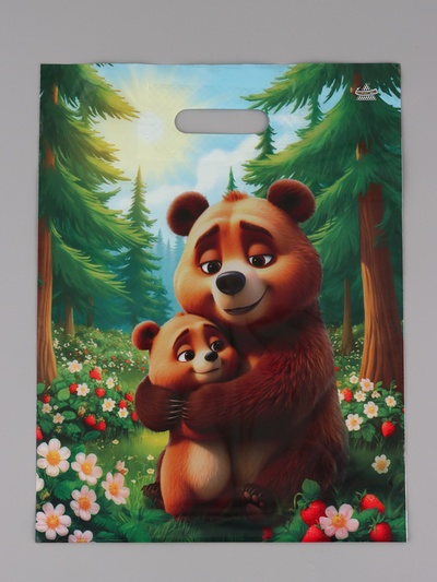 Пакет подарочный полиэтиленовый с вырубной ручкой «Обнимашки» 40×31 см, 60 мкм