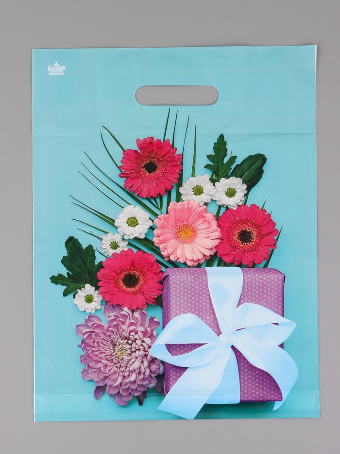 Пакет подарочный полиэтиленовый с вырубной ручкой «Подарочная композиция» 40×31 см, 60 мкм - Фото 1