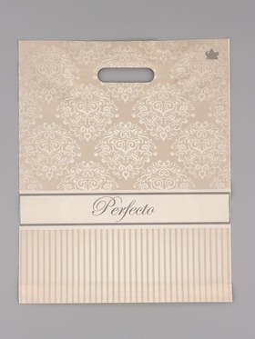 Пакет подарочный Перфекто Бежевое серебро  37 х 30 см 90 мкм (комплект 25 шт)