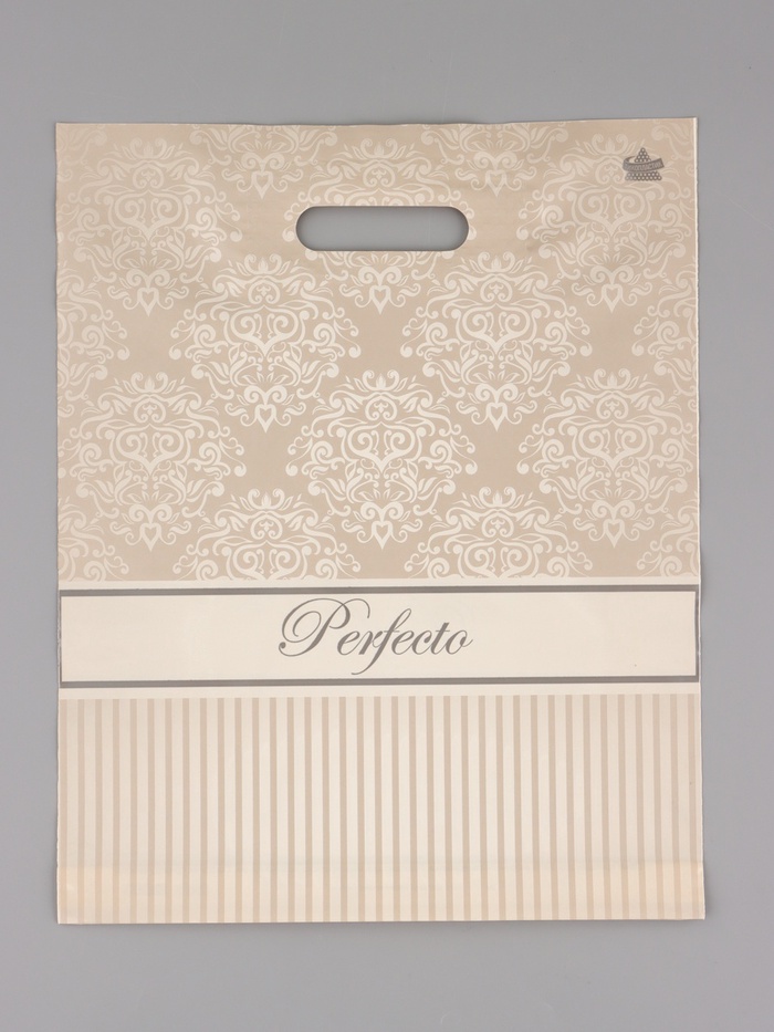 Пакет подарочный Перфекто Бежевое серебро  37 х 30 см 90 мкм