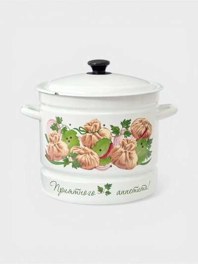 УЦЕНКА Кастрюля паровая 10 л (белая)Манты