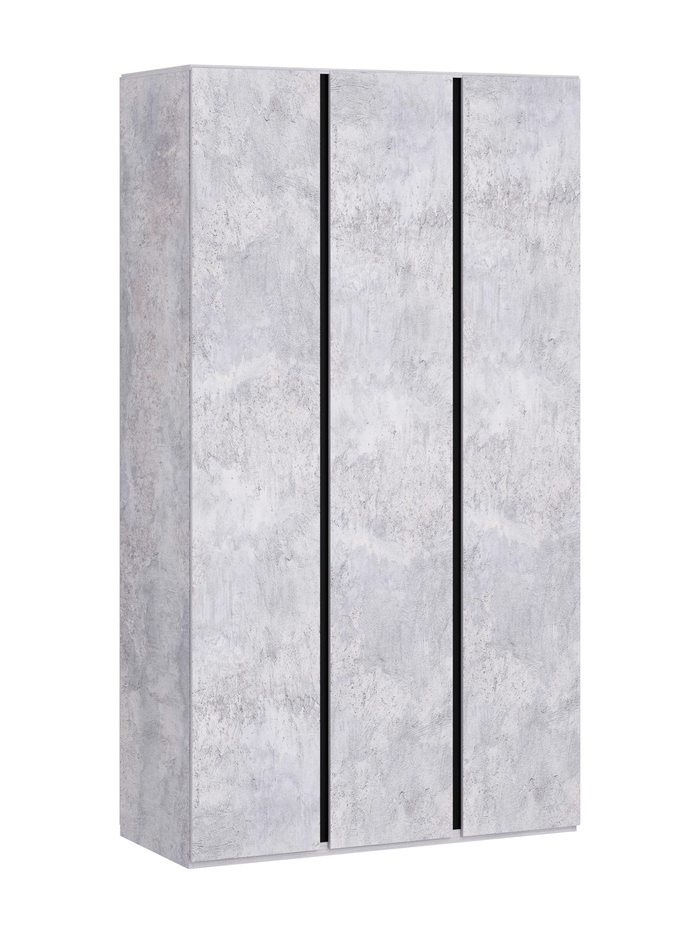 Шкаф трёхстворчатый «Дели–3», 1200×550×2300 мм, цвет цемент светлый/чёрный - Фото 1