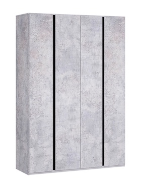 Шкаф четырёхстворчатый «Дели–4», 1600×550×2300 мм, цвет цемент светлый/чёрный