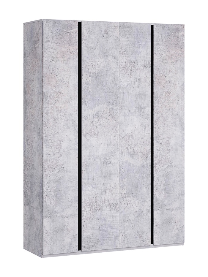 Шкаф четырёхстворчатый «Дели–4», 1600×550×2300 мм, цвет цемент светлый/чёрный - Фото 1