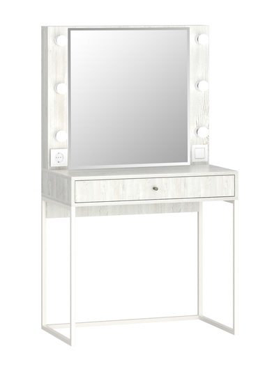 Столик туалетный с зеркалом «Берген–2», 800×450×1400 мм, винтерберг, белый