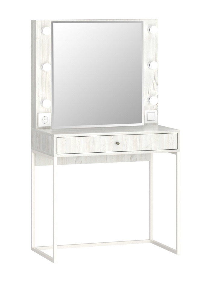 Столик туалетный с зеркалом «Берген-2», 800×450×1400 мм, винтерберг, белый - Фото 1
