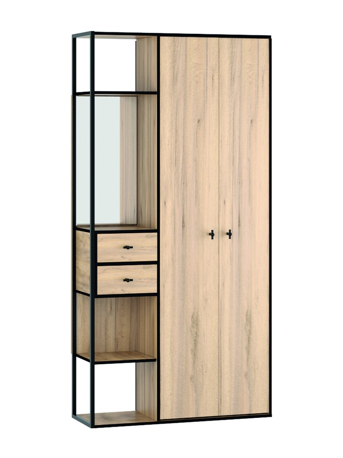 Прихожая «Берген – 5», 970×350×2000 мм, цвет дуб крафт золотой/чёрный - Фото 1