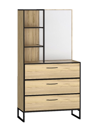 Столик туалетный «Виртон – 3», с надстройкой, 900×400×1600 мм, цвет дуб крафт золотой/чёрный