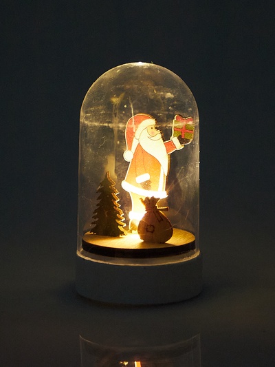 УЦЕНКА Фигура светодиодная под куполом «Дед мороз с подарками» 6×6×9.5 см, 1 LED, от батареек LR1130×3, свечение тёплое белое