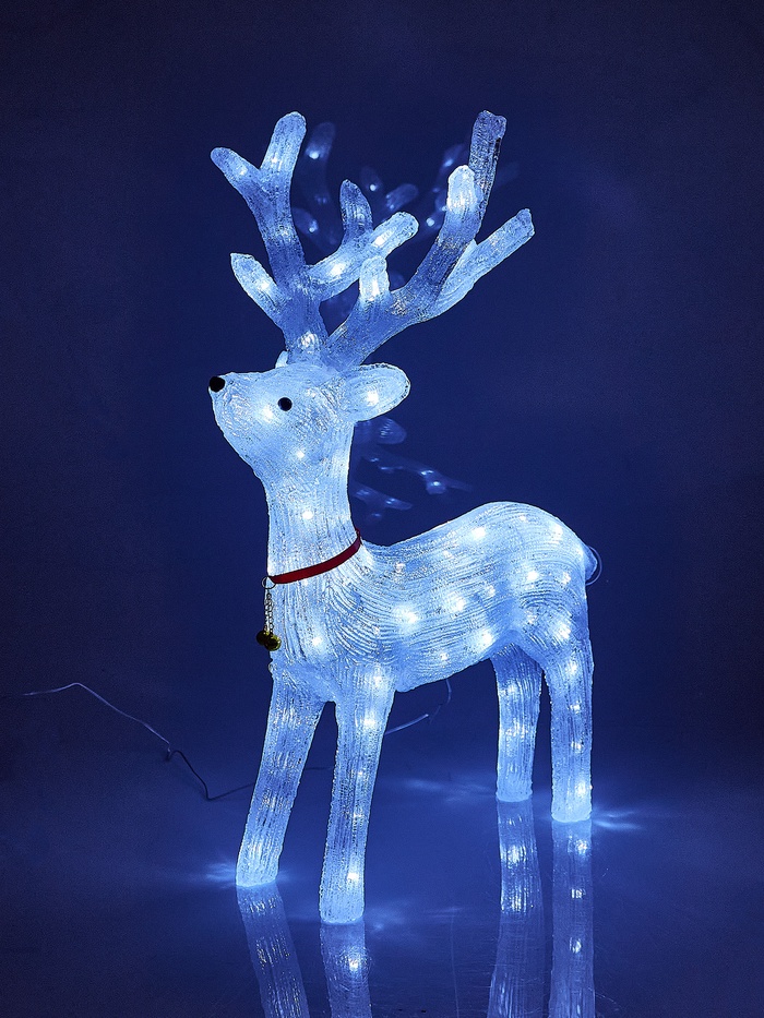 УЦЕНКА Светодиодная фигура «Олень гордый» 53×80×40 см, акрил, 96 LED, 8 режимов, 24 В, свечение белое - Фото 1