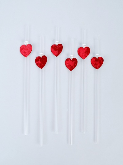 Трубочки для коктейлей «Сердечки», 6 шт