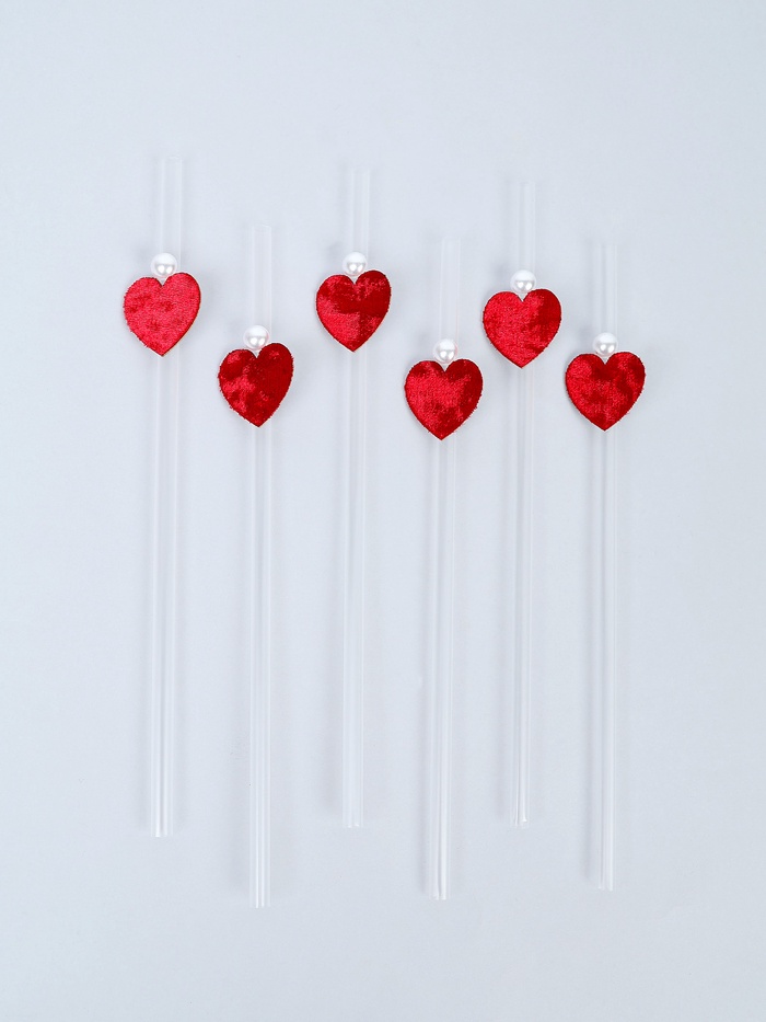 Трубочки для коктейлей «Сердечки», 6 шт - Фото 1