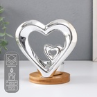 УЦЕНКА Подсвечник керамика на 1 свечу «Два сердца» серебро 11×8×12.5 см - Фото 1