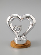 УЦЕНКА Подсвечник керамика на 1 свечу «Два сердца» серебро 11×8×12.5 см - Фото 4