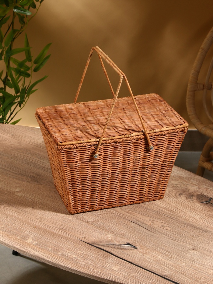 УЦЕНКА Корзина для пикника, 33×20×22 см, ротанг - Фото 1