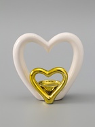 УЦЕНКА Подсвечник керамика на 1 свечу «Сердце в сердце» белое с золотом 12.7×5.5×12.2 см 10986567