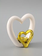 УЦЕНКА Подсвечник керамика на 1 свечу «Сердце в сердце» белое с золотом 12.7×5.5×12.2 см 10986567