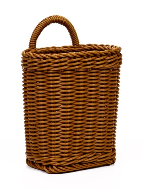 Корзина плетёная для хранения, 18×15×12 см, ручка h=10 см, пластиковая, коричневая