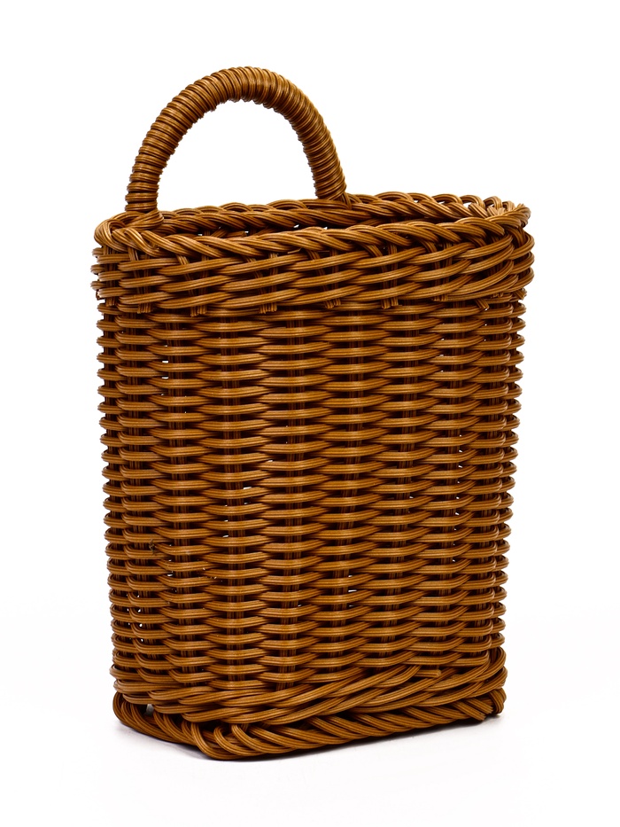 Корзина плетёная для хранения, 18×15×12 см, ручка h=10 см, пластиковая, коричневая - Фото 1