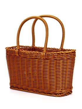 Корзина плетёная для хранения, 29×16×16 см, ручка h=17 см, пластиковая, коричневая