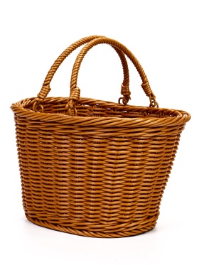 Корзина плетёная для хранения, 25×19×15 см, ручка h=17 см, пластиковая, коричневая