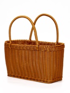 Корзина плетёная для хранения, 35×22×21 см, ручка h=17 см, пластиковая, коричневая - фото 68976928