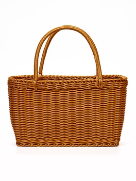 Корзина плетёная для хранения, 35×22×21 см, ручка h=17 см, пластиковая, коричневая