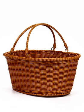 Корзина плетёная для хранения, 39×31×18 см, ручка h=17 см, пластиковая, коричневая