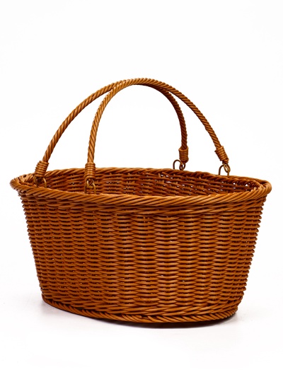 Корзина плетёная для хранения, 39×31×18 см, ручка h=17 см, пластиковая, коричневая