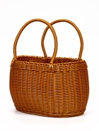 Корзина плетёная для хранения, 32×25×21 см, ручка h=17 см, пластиковая, коричневая - фото 68976943