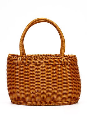 Корзина плетёная для хранения, 32×25×21 см, ручка h=17 см, пластиковая, коричневая