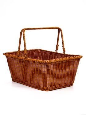 Корзина плетёная для хранения, 40×31×17 см, ручка h=17 см, пластиковая, коричневая