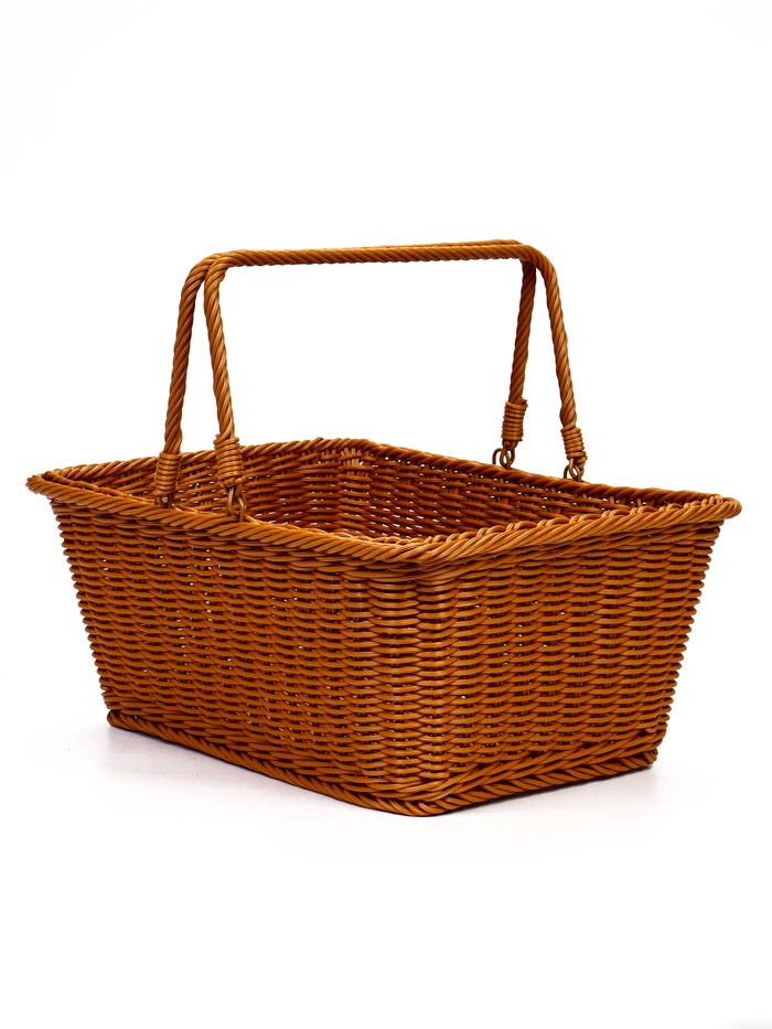 Корзина плетёная для хранения, 40×31×17 см, ручка h=17 см, пластиковая, коричневая - Фото 1