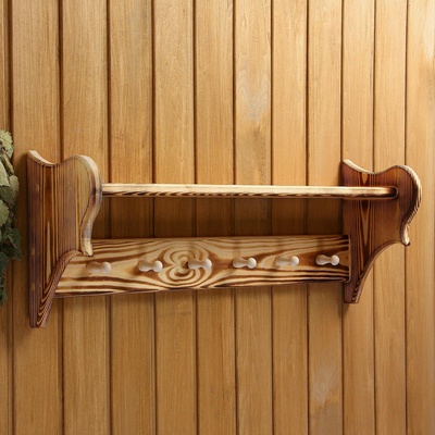 УЦЕНКА Полка вешалка большая, обожжённая, 6 крючков, 72×23×17 см