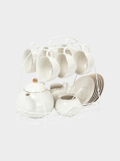 УЦЕНКА Сервиз чайный 15 пр "Млечный путь" 6 чашек, 6 блюдец, молочник, чайник, сахарница, белый 6495