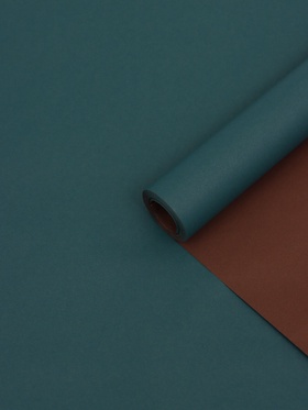 Бумага упаковочная крафт, двусторонняя, кофейный, изумрудный, 0.68×10±5% м