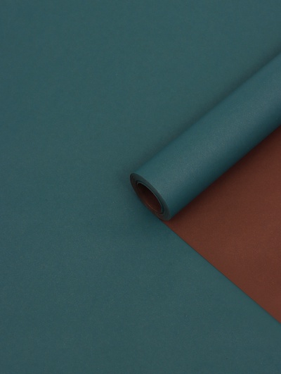 Бумага упаковочная крафт, двусторонняя, кофейный, изумрудный, 0.68×10±5% м