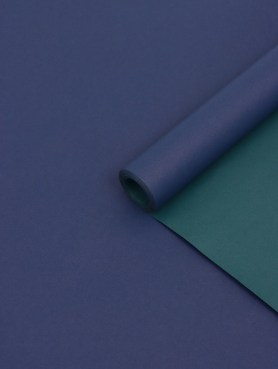 Бумага упаковочная крафт, двусторонняя, изумрудный, синий, 0.68×10±5% м