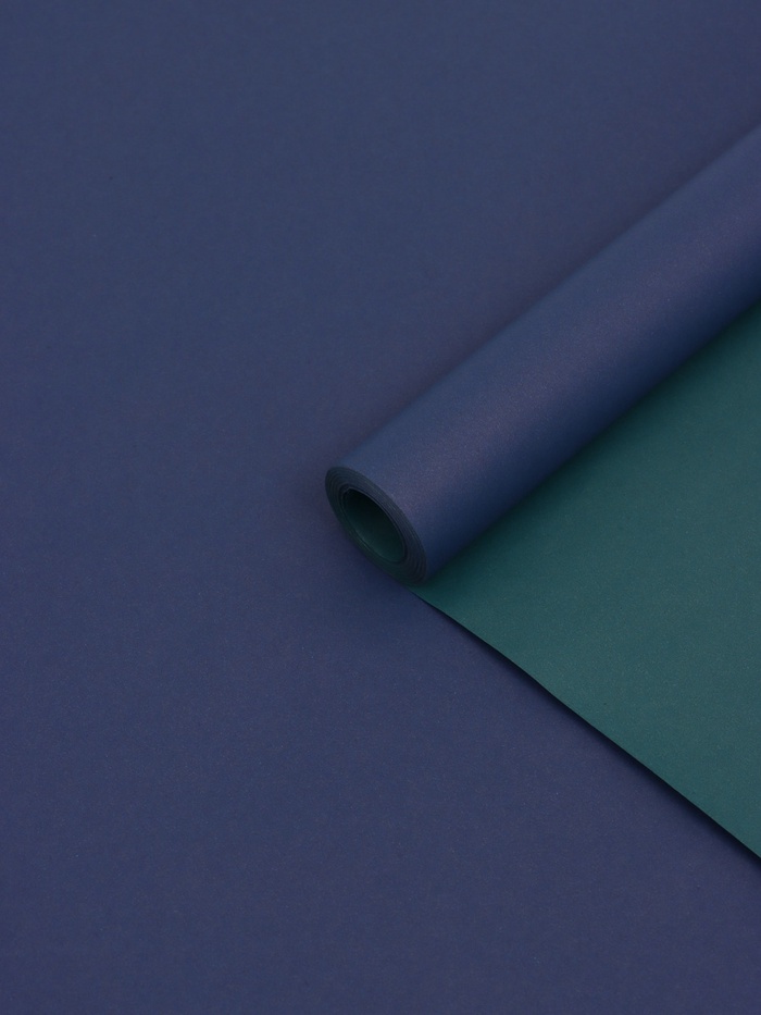 Бумага упаковочная крафт, двусторонняя, изумрудный, синий, 0.68×10±5% м - Фото 1