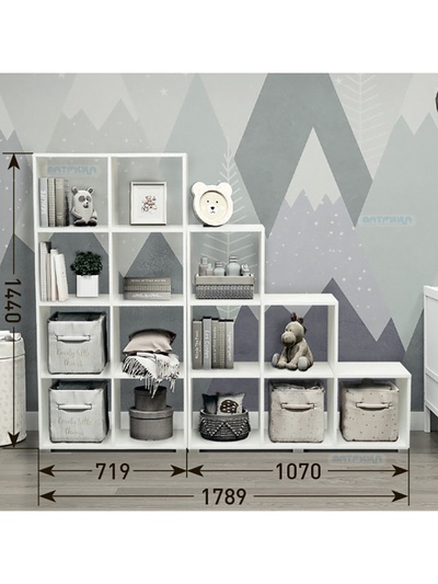 Модульная система «Радуга–3», комплект 2 предмета, вертикальное расположение, 1789×1440 мм, цвет белый