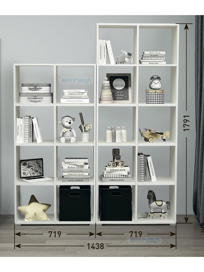 Модульная система «Радуга–9», комплект 2 предмета, вертикальное расположение, 1438×1791 мм, цвет белый - Фото 1