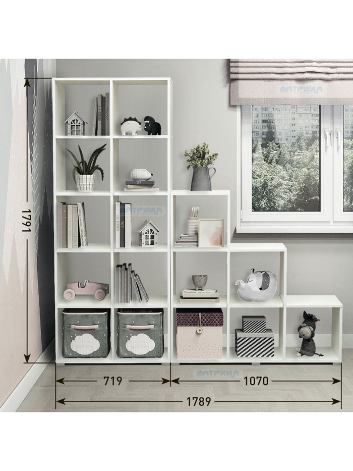 Модульная система «Радуга–12», комплект 2 предмета, вертикальное расположение, 1789×1791 мм, цвет белый - Фото 1