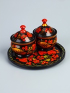 УЦЕНКА Набор специй «Земляничка», средний, 15×15×6 см, хохлома - Фото 2