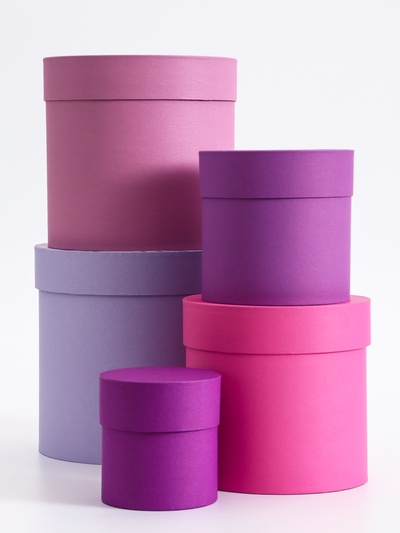 УЦЕНКА Набор круглых коробок 5 в 1 «Лаванда» 20×20×20 - 11×11×11 см