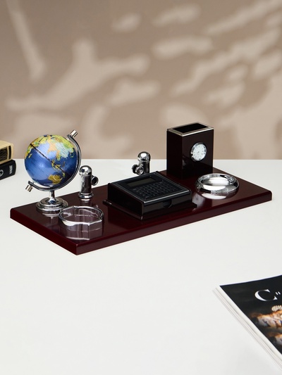 УЦЕНКА Набор настольный 7в1 (блок д/бумаг, подст.д/печати, мелочей, каранд-ца, часы, визит-ца, глобус) 5
