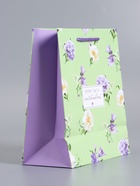 Пакет подарочный ламинированный «Нежный штрих», мятный с сиреневым, 18×22.3×10 см - фото 68977296
