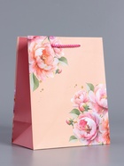 Пакет подарочный ламинированный «Цветы», нежно - розовый, 18×22.3×10 см - фото 68977317