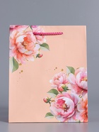 Пакет подарочный ламинированный «Цветы», нежно - розовый, 18×22.3×10 см - фото 68977318