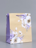 Пакет подарочный ламинированный «Самой нежной», бежевый - сиреневый, 18×22.3×10 см - фото 68977323